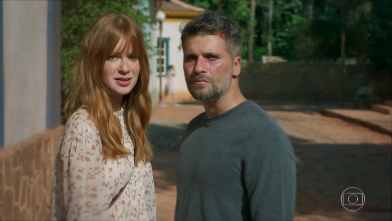 Marina Ruy Barbosa (Luz) e Bruno Gagliasso (Gabriel) em cena de O Sétimo Guadirão (Foto: Reprodução)