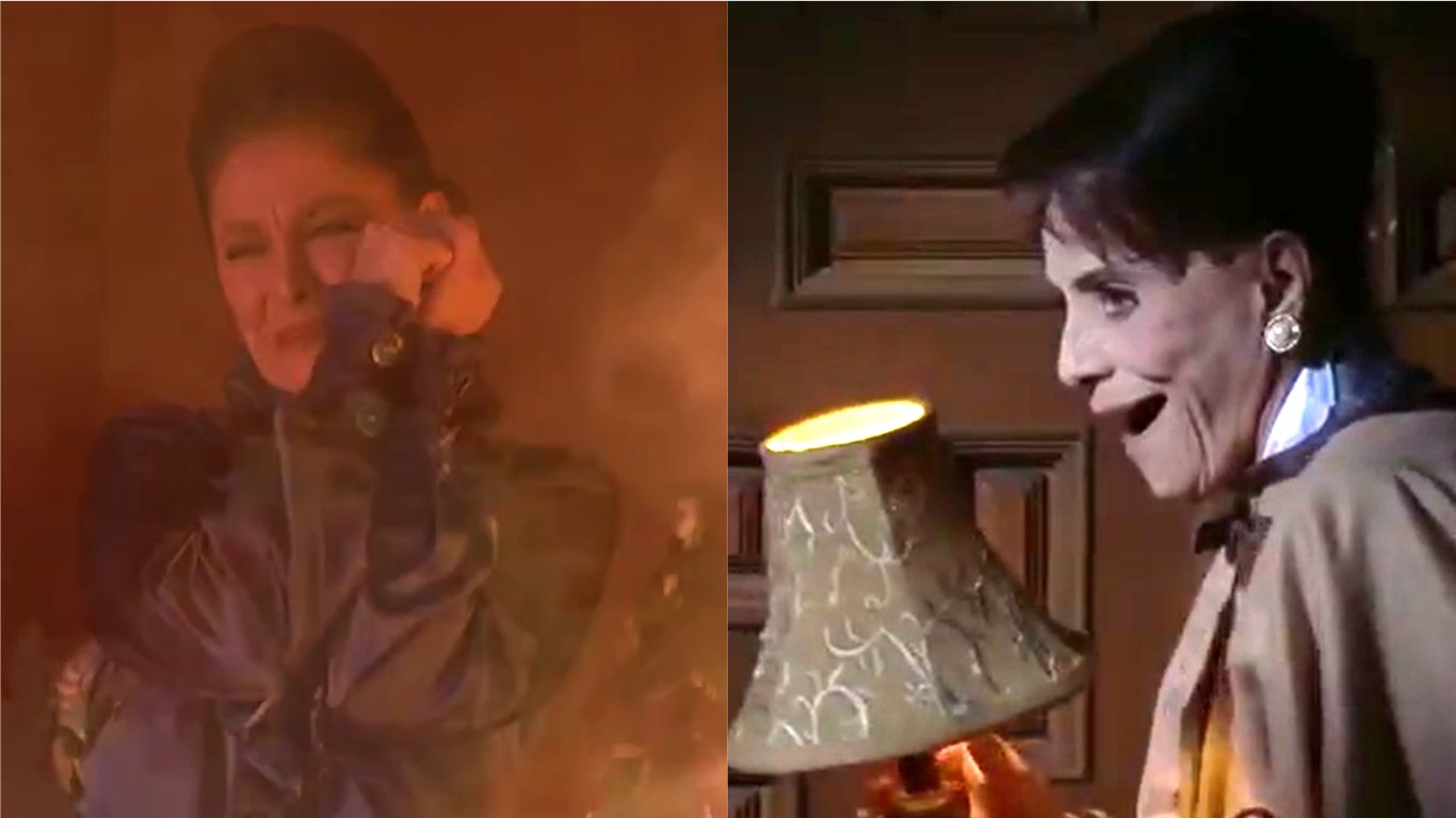 Eva coloca fogo na casa de Bernarda para se vingar de sua irmã e vilã desmaia asfixiada