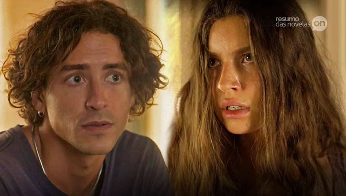 Montagem com Jove e Juma em cena da novela Pantanal