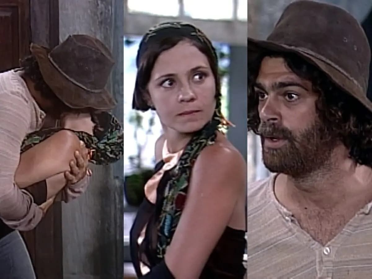 Catarina tira satisfações com Petruchio e os dois se beijam