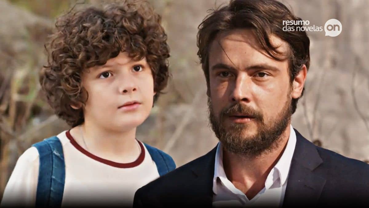 Cena em que Manduca e José Mendes se veem pela primeira vez em Mar do Sertão, novela das 6 da Globo.