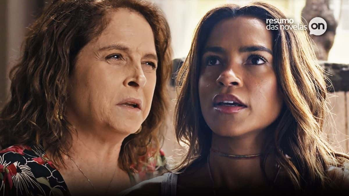 Núbia encarando Chiara em cena da novela Travessia