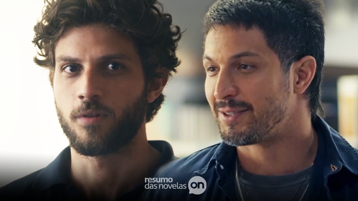 Ari à direita e Oto à esquerda na novela Travessia