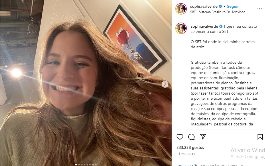 Sophia Valverde não renova com o SBT