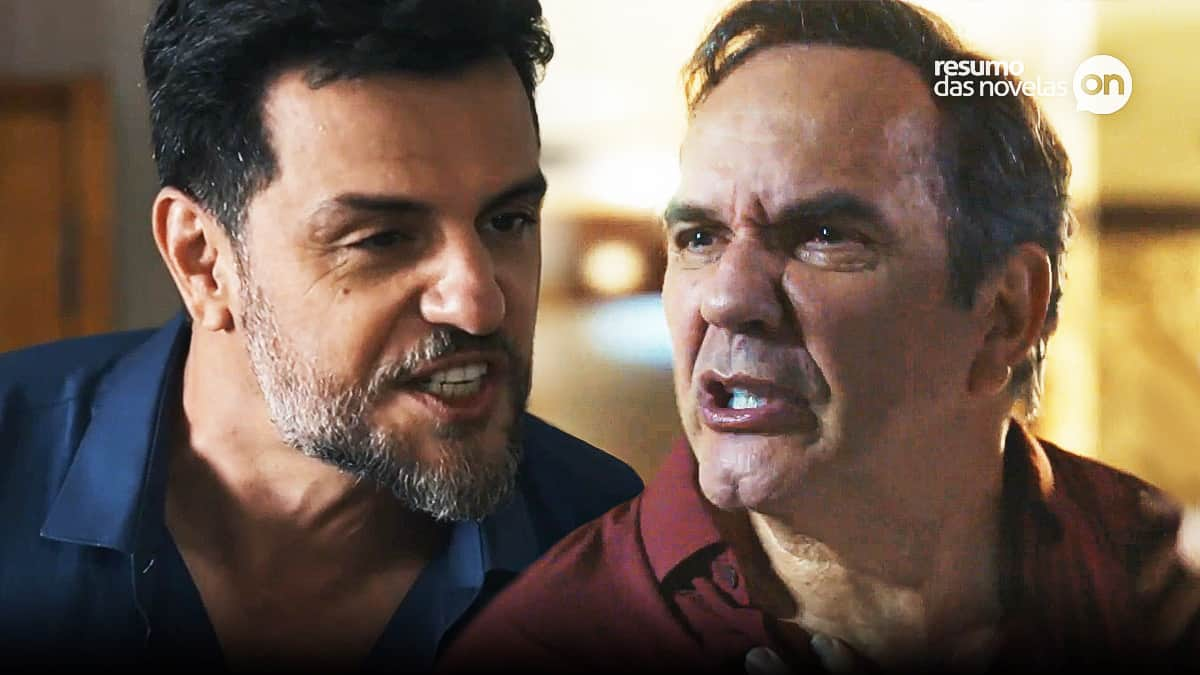 Moretti e Guerra se encarando na novela Travessia