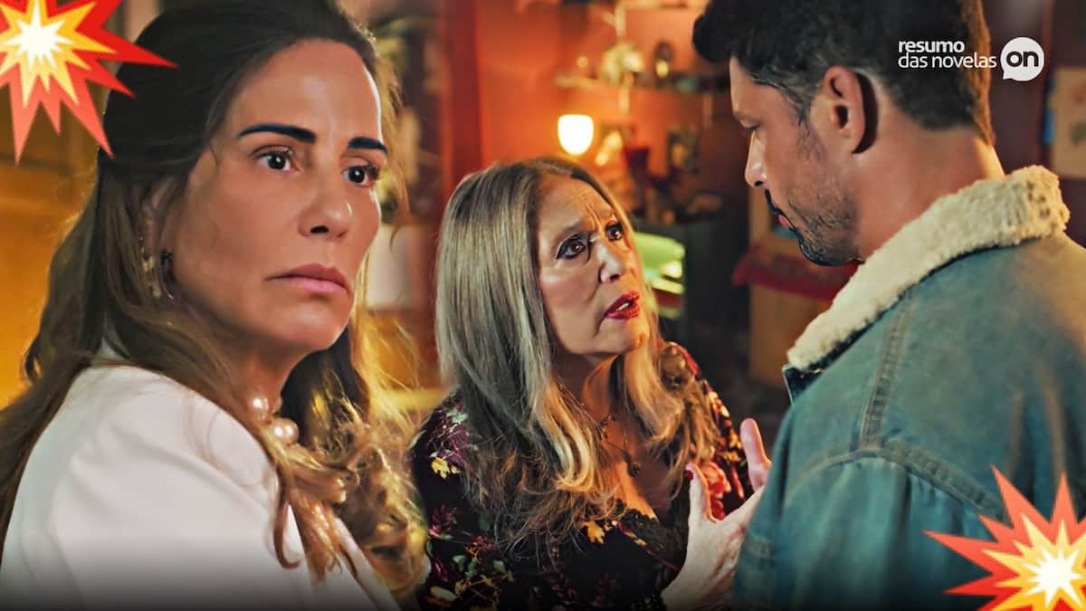 Irene, Cândida e Caio na novela Terra e Paixão