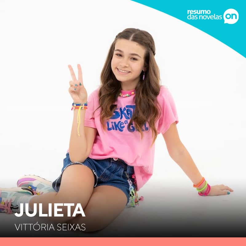 Julieta, personagem de Vittória Seixas, na novela A Infância de Romeu e Julieta