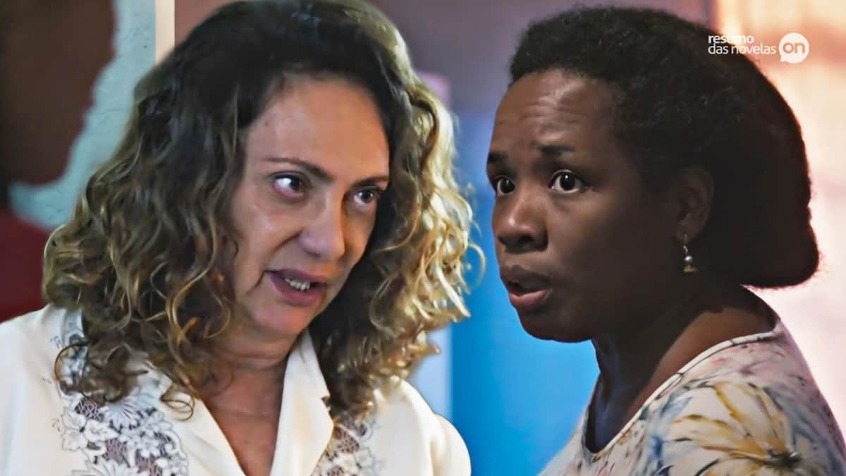 Agatha (à esquerda) e Jussara (à direita) em Terra e Paixão, novela das 21h da TV Globo.