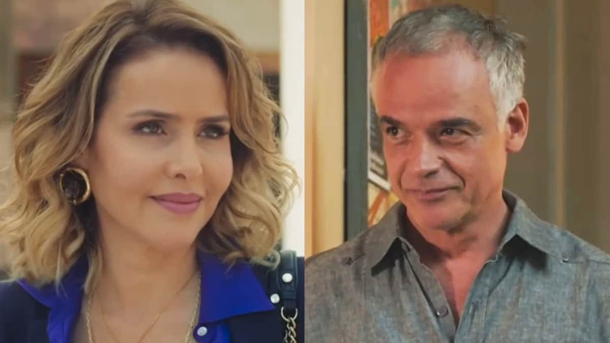 Gladys (à esquerda) e Andrade (à direita) em cenas da novela Terra e Paixão.