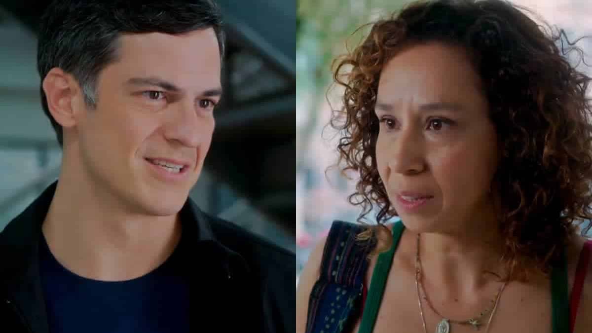 Jonas (à esquerda), personagem de Mateus Solano; Adriana (à direita), personagem de Thalita Carauta, em Elas por Elas.