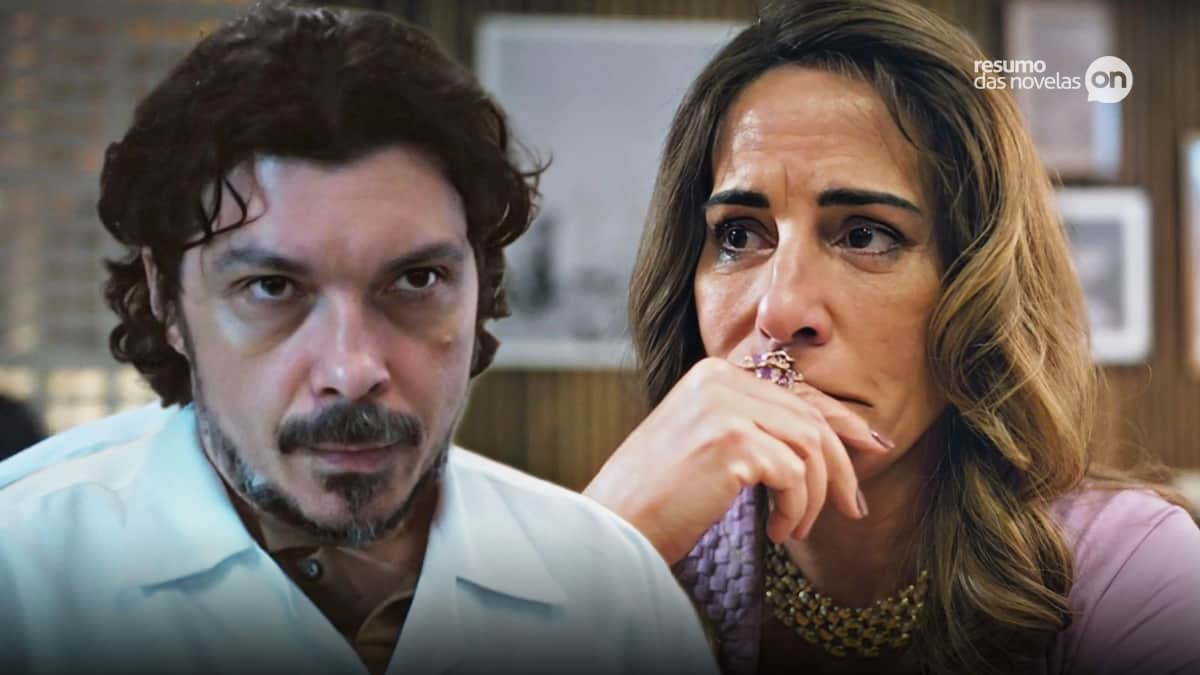 Sidney e Irene em cenas da novela Terra e Paixão.