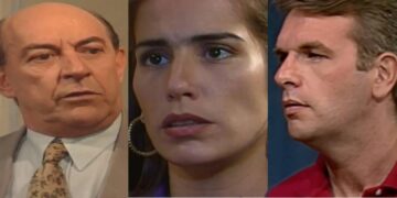 Virgílio, Raquel e César em Mulheres de Areia. (Foto: reprodução)
