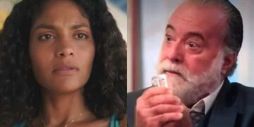 Aline e Antônio em cena da novela Terra e Paixão. (Foto: reprodução)