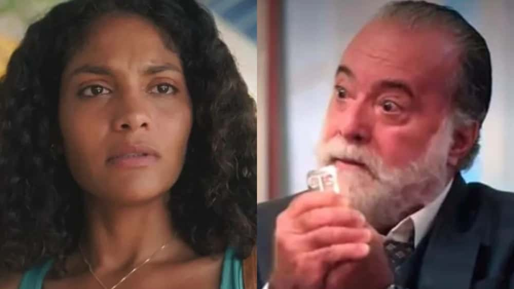 Aline e Antônio em cena da novela Terra e Paixão. (Foto: reprodução)