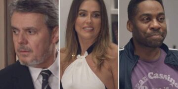 Roberto, Lara e Mário em Elas por Elas. (Foto: reprodução)
