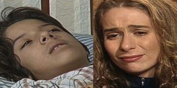 Em momento doloroso, Reginho nada em águas poluídas liberadas por Virgílio, não resiste a febre intensa e morre nos braços de Tônia