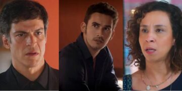 Jonas, Giovanni e Adriana em Elas por Elas. (Foto: reprodução)
