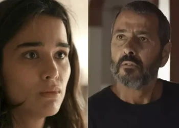 Mariana (à esquerda) e José Inocêncio (à direita) se encarando em Renascer.