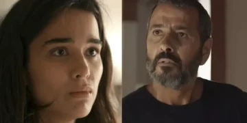 Mariana (à esquerda) e José Inocêncio (à direita) se encarando em Renascer.