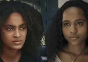 Teca (à esquerda) e Maria Santa (à direita) em Renascer.