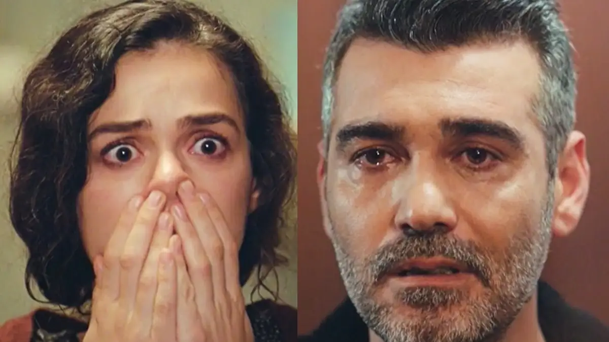 Bahar assustada (à esquerda) e Sarp com olhar de emoção (à direita) em Força de Mulher.