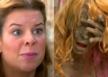 No dia do seu noivado com Jorge, Mirna o flagra aos beijos com Kátia e joga a sirigaita no chiqueiro: “vou manda você para o inferno”