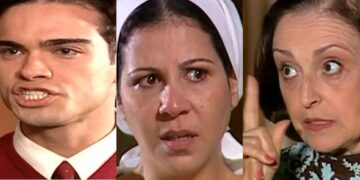Felipe, Zulmira e Débora em Alma Gêmea. (Foto: reprodução)