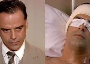 Eduardo examina Rafael e anuncia que ele pode perder a visão após ficar preso no incêndio provocado por Cristina: “atingiram muito perto dos olhos”