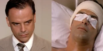 Eduardo examina Rafael e anuncia que ele pode perder a visão após ficar preso no incêndio provocado por Cristina: “atingiram muito perto dos olhos”