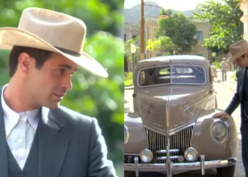 Após conhecer as fazendas de Romeu, Roberval retorna à cidade em seu carro luxuoso e vestindo roupas caras: “enriquei”