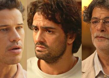 Marcelo, Artur e Ariosto em No Rancho Fundo. (Foto: reprodução/Globo)