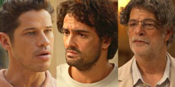 Marcelo, Artur e Ariosto em No Rancho Fundo. (Foto: reprodução/Globo)