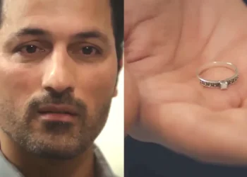 Arif (à esquerda) e uma uma mão com uma aliança em cima (à direita), em Força de Mulher.