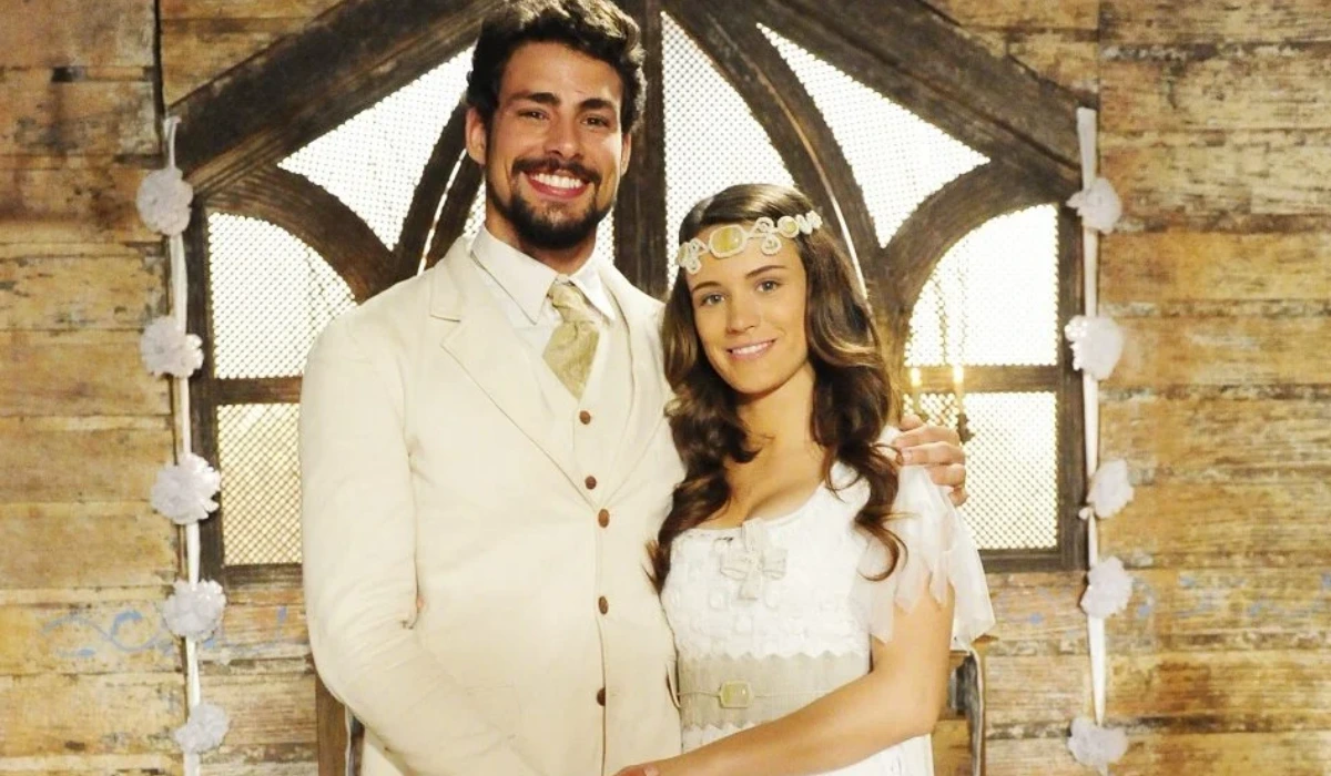 Cauã Reymond (Jesuíno) e Bianca Bin (Açucena) em Cordel Encantado (Foto: Divulgação/TV Globo)