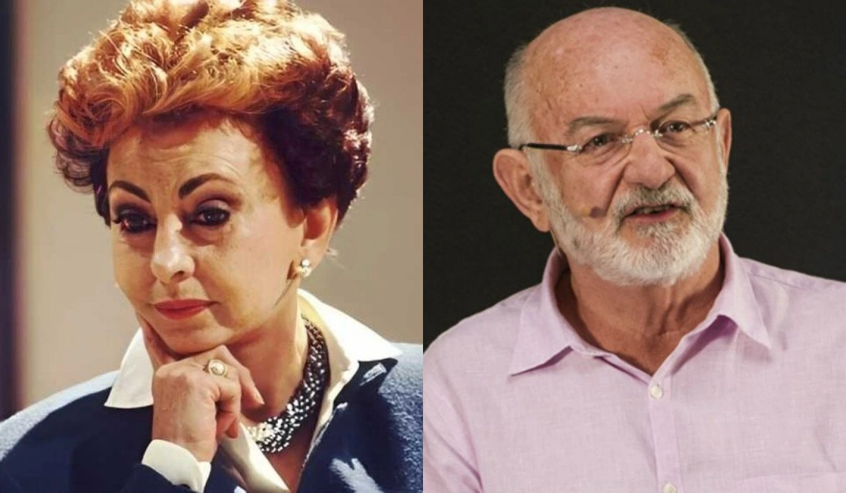 Beatriz Segall como Odete Roitman em Vale Tudo, e o autor Silvio de Abreu (Foto: Divulgação/João Cotta/TV Globo)