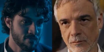 Mavi (Chay Suede) e Nahum (Ângelo Antônio) em Mania de Você (Foto: Reprodução/TV Globo)