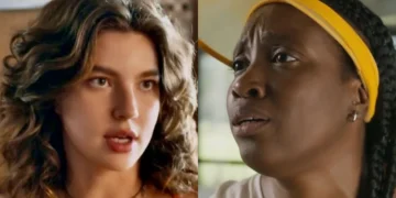 Michele (Alanis Guillen) e Dhu (Ivy Souza) em Mania de Você (Foto: Reprodução/TV Globo)