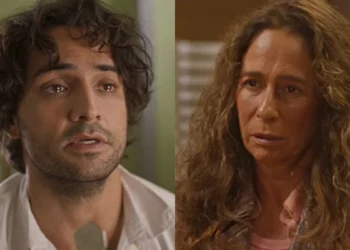 Artur (Túlio Starling) e Zefa Leonel (Andrea Beltrão) em No Rancho Fundo (Foto: Reprodução/TV Globo)