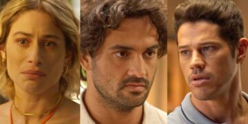 Blandina, Artur e Marcelo em No Rancho Fundo. (Foto: reprodução/Globo)