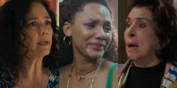 Doralice (Tereza Seiblitz), Madalena (Jéssica Ellen) e Belisa (Betty Faria) em Volta por Cima (Foto: Reprodução/TV Globo)