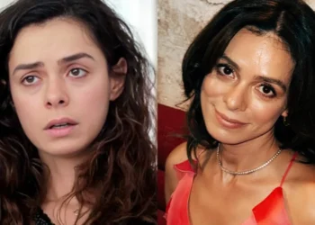Özge Özpirinçci como Bahar em Força de Mulher e atualmente (Foto: Reprodução/Record/Instagram)