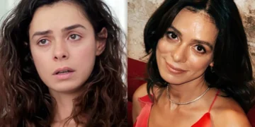 Özge Özpirinçci como Bahar em Força de Mulher e atualmente (Foto: Reprodução/Record/Instagram)