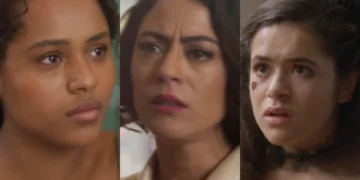 Beatriz (Duda Santos), Clarice (Carol Castro) e Bia (Maisa Silva) em Garota do Momento (Foto: Reprodução/TV Globo)