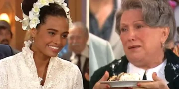 Sabina oferece primeiro pedaço de bolo a Ofélia