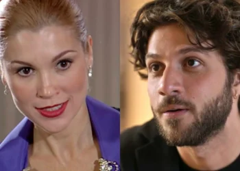 Cristina (Flávia Alessandra) em Alma Gêmea e Mavi (Chay Suede) em Mania de Você (Foto: Reprodução/TV Globo)