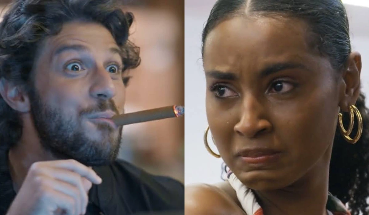 Mavi (Chay Suede) e Viola (Gabz) em Mania de Você (Foto: Reprodução/TV Globo)