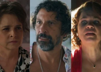 Joyce (Drica Moraes), Osmar (Milhem Cortaz) e Violeta (Isabel Teixeira) em Volta por Cima (Foto: Reprodução/TV Globo)