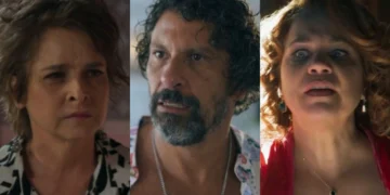 Joyce (Drica Moraes), Osmar (Milhem Cortaz) e Violeta (Isabel Teixeira) em Volta por Cima (Foto: Reprodução/TV Globo)
