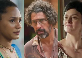 Madalena (Jéssica Ellen), Osmar (Milhem Cortaz) e Tereza (Claudia Missura) em Volta por Cima (Foto: Reprodução/TV Globo)