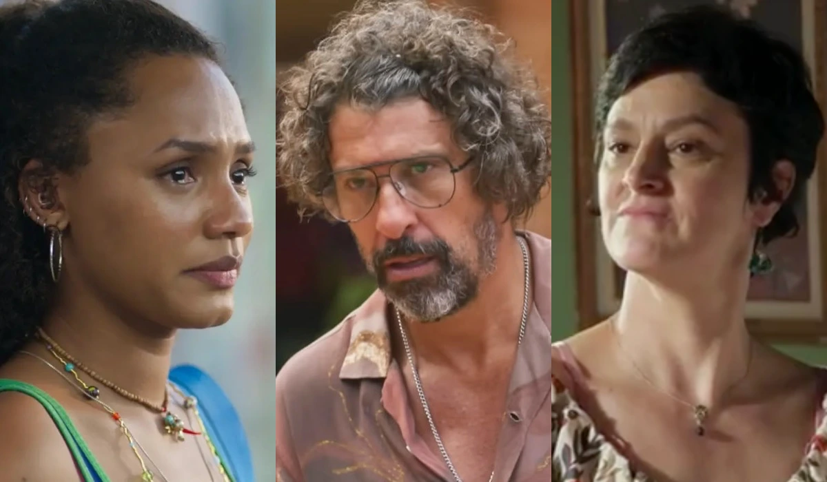 Madalena (Jéssica Ellen), Osmar (Milhem Cortaz) e Tereza (Claudia Missura) em Volta por Cima (Foto: Reprodução/TV Globo)